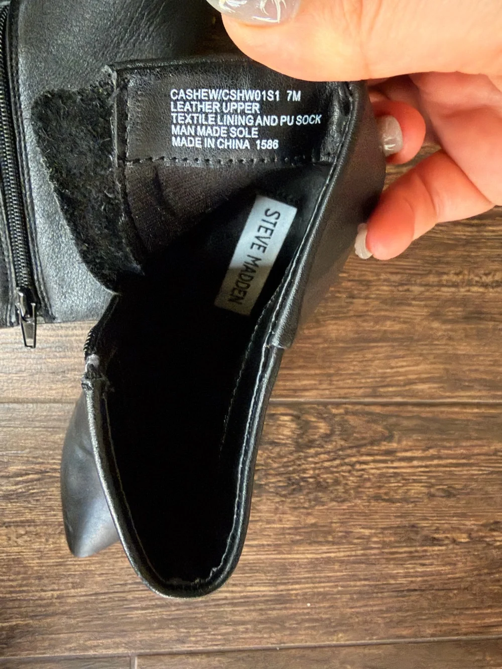 Steve Madden Black Pointed Toe Leather Ankle Boots with Block Heel